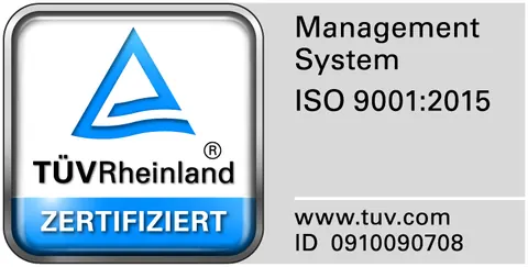 Prüfzeichen TÜV Rheinland, Management System ISO 9001:2015, ID 0910090708