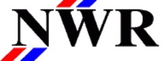 NWR GmbH Logo mit blauen und roten Streifen